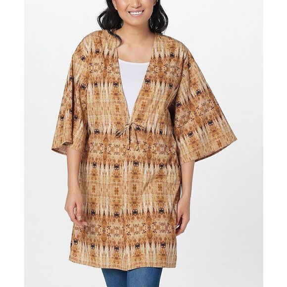 K-176 AmberNoon II by Dr. Erum Ilyas 3/4 Sleeve UFP cover up cardigan SAND sz S - Picture 1 of 1